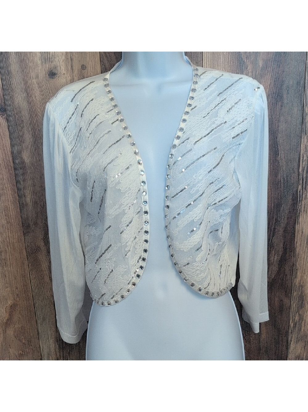 C.O.C. White Sequin Women's Crop Jacket 1XL                 D249